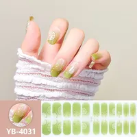 22 autocollants semi-durcis en gel pour ongles, en PU, couleur unie, enveloppes de vernis à ongles longue durée, couverture complète, décoration d'ongles
