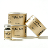 Étiquette personnalisée dorée, autocollante, imperméable et respirante en vinyle pour emballage de flacon de peptide, estampage à chaud, code-barres UV pour produits alimentaires