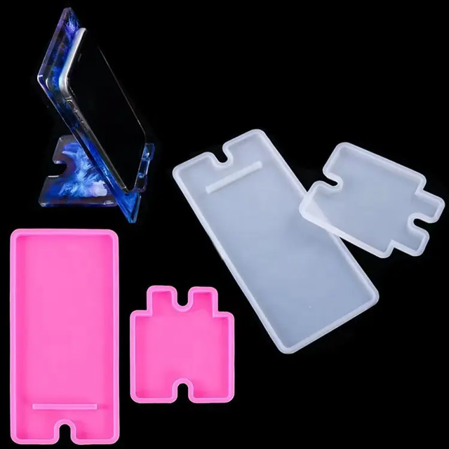 Homesun Mobile Phone Holder Stand Crystal Epoxy Craft Silicone Resin Mold for Keychain Jewelry Making
