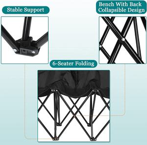 مقعد رياضي جانبي محمول 6 مقاعد قابل للطي مع ظهر وفريق رياضي للتخييم كراسي سوداء - Product Image 5