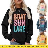 Sweat-shirt pour femme, collection Automne Hiver, motif Vagues du lac soleil, thèmes marin, nautique, voile, bateau, côte, style original et raffiné, un incontournable pour toutes les occasions, idéal pour la superposition, duo neutre