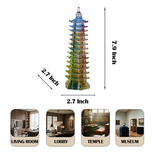Antiek stijl Wenchang pagode Liuli kristal lost-wax gietwerk Feng Shui voor academisch en carrière succes - Product Image 2