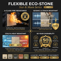 Briques réfractaires en céramique naturelle souple Eco-Stone : Série Étoile et Lune, carreaux muraux décoratifs modernes pour l'extérieur