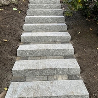 Carreaux d'escalier en granit gris naturel, surface flammée, pour marches d'escalier extérieures, projets de construction de villas et de maisons