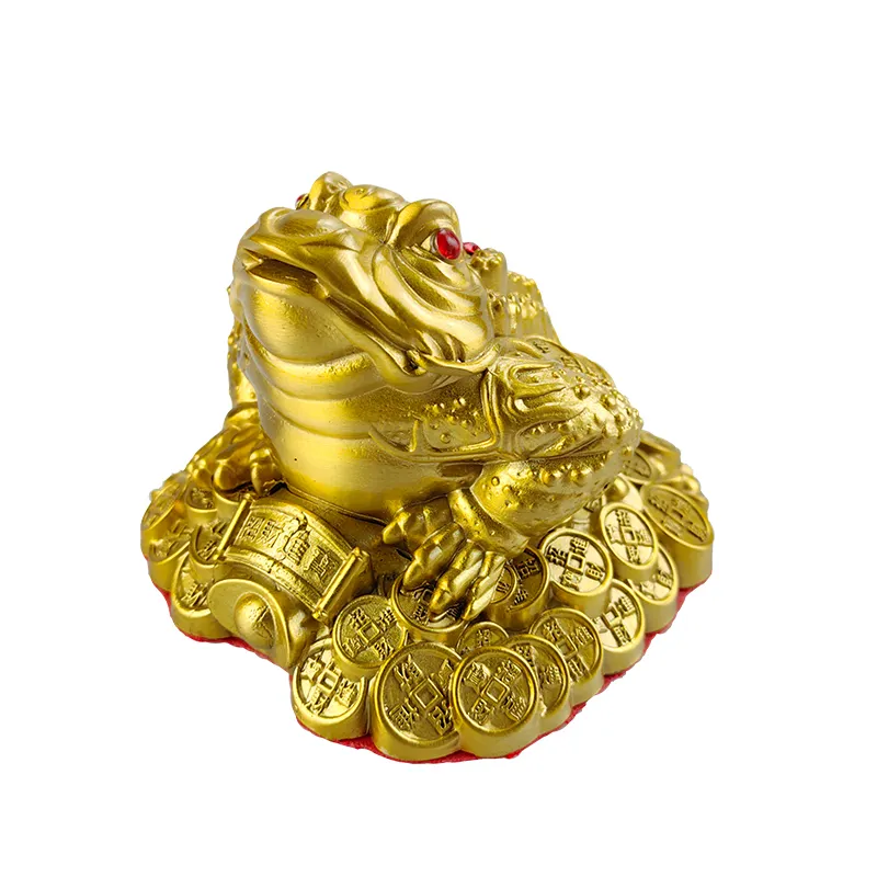 Fabbrica design personalizzato cinese tradizionale arte decorazione da tavolo decorazione color oro decorazione per la casa in ottone di lusso rospo ornamenti