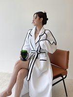 Robe Tendance 2024 Noir Gaufre Spa Peignoirs Femmes Fit Hôtel Peignoirs Robes pour Spa Luxe Tissu Éponge Ladys Maison Robe