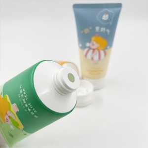 Manufacturer Cute Custom 180ml <b>Plastic</b> Squeeze Round <b>Tube</b> Facial Cleanser Cream <b>Tubes</b> Set with Flip Cover for Cosmetic Packaging - Product Image 4