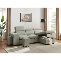 Canapé d'angle multifonctionnel convertible en lit avec rangement et ottoman, canapé-lit moderne pour salon