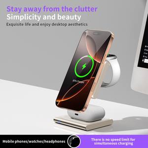 Caricatore Wireless Magnetico Multifunzionale in Metallo Certificato, Forma a <span class=keywords><strong>Z</strong></span> 4 in 1, Supporto Pieghevole, Caricatore 15W con Luce C41 - Product Image 4