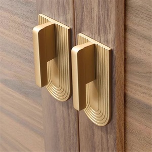Golden Zinc Alloy Modern Minimalist High-End Light Luxury French Cabinet Door <b>Handle</b> Pair for Wardrobe Dresser <b>Drawer</b> Shoe - Product Image 5