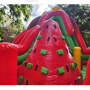 Huatong Backyard Pvc Strawberry Gonflable Slide Bounce House Combo Avec Escalade Mur Saut Châteaux Avec Toboggan pour Kids Party - Product Image 5