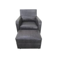 Fauteuil de salon individuel moderne et amovible pour chambre d'hôtel, appartement ou villa, en cuir PU avec structure en bois et ottoman