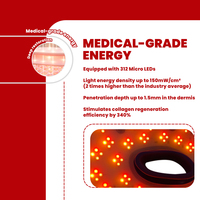 Masque facial LED en silicone 3D avec 240 LED, 4 longueurs d'onde, thérapie par lumière rouge NIR 850 nm, appareil de soin de la peau pour instituts de beauté, vente en gros OEM ODM