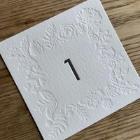 Nomor Meja Letterpress Eksklusif Kartu Kertas Katun Putih Kartu Meja Nomor Tampilan Letterpress untuk Pesta Pernikahan