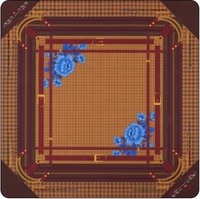 Tapis de Mahjong Esthétique Américain avec Motif Floral à Carreaux Verts et Blancs, Protection de Table en Caoutchouc Anti-Bruit pour Jeu à Domicile