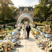 Ensemble de boules miroir irisées et d'arche de boules miroir, arche de mariage gonflable géante pour la décoration de fond d'événements et de fêtes de mariage