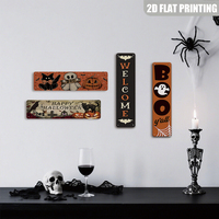 Pancarte en métal vintage verticale avec motif de chauve-souris pour Halloween