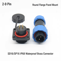 Connecteur d'alimentation étanche IP68 SD16/SP16 à 2-9 broches, mâle-femelle, à montage sur panneau à bride, pour équipement électrique robuste