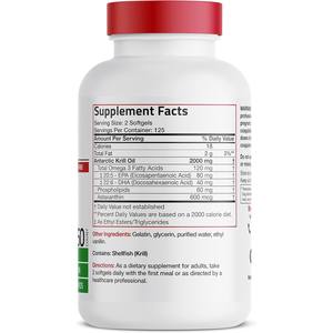 Minyak Krill Antartika 2000mg Omega-3 Softgels Astaxanthin Fosfolipid Non-GMO Bebas Gluten 250 Kapsul Pendukung Kesehatan Sendi dan Tulang - Product Image 3