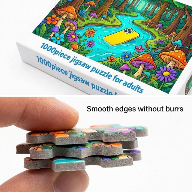 Personalized 1000-Piece Educational Jigsaw Puzzle Colorful Cartoon Garden and River Print for All Ages
