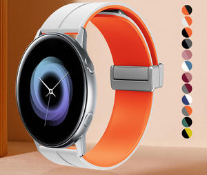 <span class=keywords><strong>Correa</strong></span> de silicona con hebilla plegable magnética de metal de doble color mejorada de 20mm y 22mm para Huawei GT Samsung <span class=keywords><strong>Garmin</strong></span> Huami Watch Access - Product Image 1