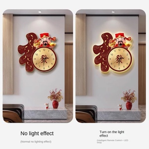 Reloj de Pared Creativo Chino 2023 con Diseño Luminoso del Dios de la Riqueza, Palabra de la Suerte, Esfera Gruesa, Silencioso, <span class=keywords><strong>para</strong></span> Sala de Estar o <span class=keywords><strong>Fondo</strong></span> de TV - Product Image 2