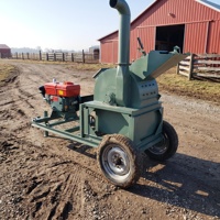 Broyeur de bois multifonctionnel à roues, à moteur diesel, avec double port d'alimentation, machine à fabriquer des sciure de bois pour le recyclage des déchets forestiers