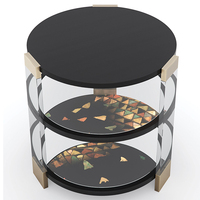 Table console ronde en acrylique de luxe italienne, mobilier de salon minimaliste moderne avec base en verre