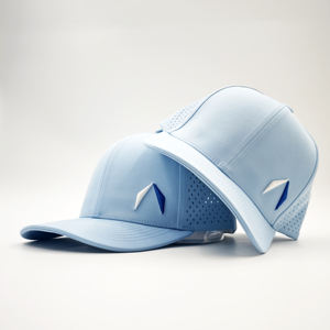 หมวกกอล์ฟ 6 แผงแบบกำหนดเองจากผู้ผลิต หมวกเบสบอลโพลีเอสเตอร์ 100% ตัดด้วยเลเซอร์ ป้ายทอ โลโก้ยาง PVC พลาสติก - Product Image 3