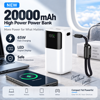 Station d'alimentation portable en gros haute capacité avec câble intégré, charge rapide PD 65W, écran LCD numérique, batterie externe OEM ODM
