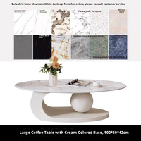 Table basse ovale en pierre frittée avec structure en fer, table d'appoint pour petit salon, mobilier de maison