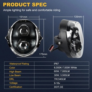 Faro Anteriore a LED LOYO per Harley Breakout Cromato con Abbaglianti e Anabbaglianti per Harley <span class=keywords><strong>Davidson</strong></span> VRSCAW <span class=keywords><strong>V</strong></span>-<span class=keywords><strong>Rod</strong></span> 2002-2017 - Product Image 3