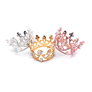 wholesale Mini Pearl Crown Baby Shower Small Princess Headpiece Rhinestone Pearl Crown Tiara