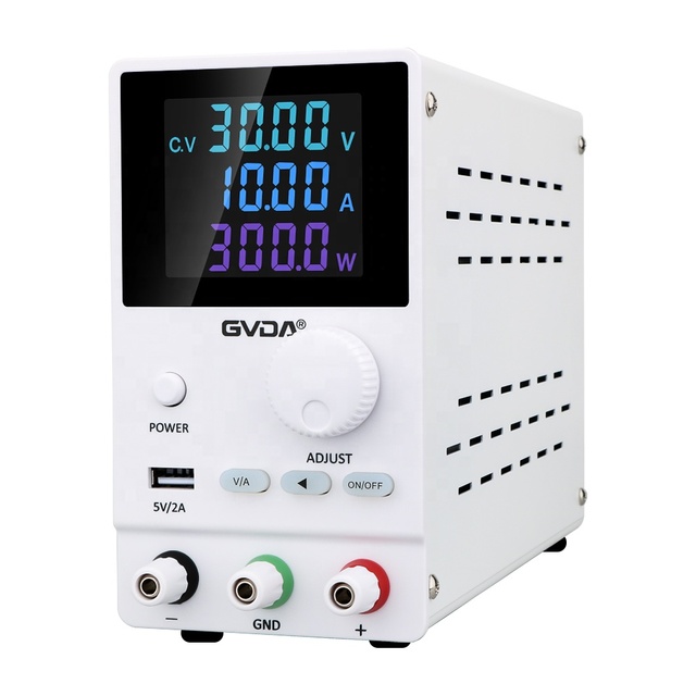 GVDA Adjustable DC Power Supply 30V 10A Color LCD Lab Bench Power Source Stabilized Switching Power Supply Voltage Regulator