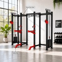 Machine multifonctionnelle en acier pour squats, Smith et Power Cage, rack d'entraînement de gym avec pile de poids 75KG*2 pour la maison et l'intérieur, pour les jambes, les épaules et le dos
