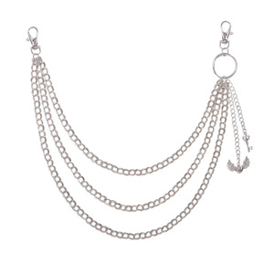 Chaîne de pantalon style européen-américain, multi-couches, avec pendentif cœur ailé gaufré, chaîne de taille tendance hip-hop, usage quotidien, style tibétain - Product Image 5