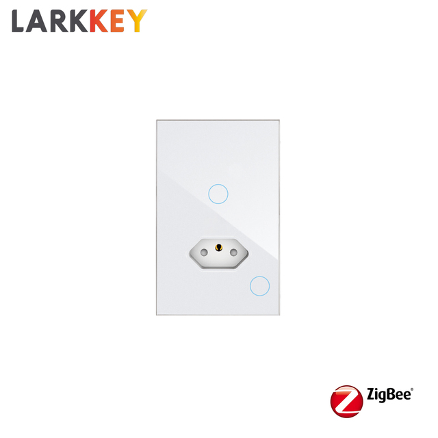 Tuya Larkkey Smart ZigBee 1 Switch+1 Brazil Socket Touch Panel Light Switch