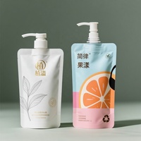 Pochette Doypack personnalisée imprimée en héliogravure, résistante à l'humidité, réutilisable, avec bec verseur et fermeture éclair, en PE, pour recharge de savon liquide, shampoing, lessive