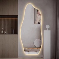GEDO Vente en gros de meubles de salon modernes de haute qualité, miroir en acier inoxydable avec éclairage LED pour salon de coiffure