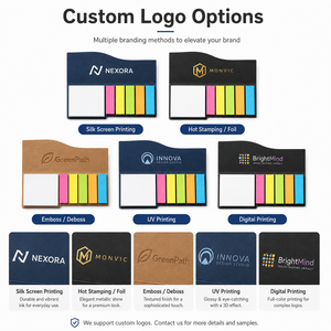 Set de Bloc de Notas Adhesivas de Papel Kraft Ecológico con Logotipo Personalizado, 3 en 1, Portátil, con Marcadores de Página Coloridos, para Regalo - Product Image 2