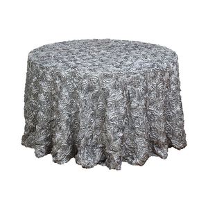 Custom Polyester <b>Tablecloth</b> <b>Round</b> Wedding Printed Party White Table Cover for Banquet - Product Image 1