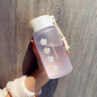 Grosir 500Ml 550Ml Kreatif Bebas BPA Kecil Daisy Transparan Botol Air Plastik Beku dengan Tali Portabel
