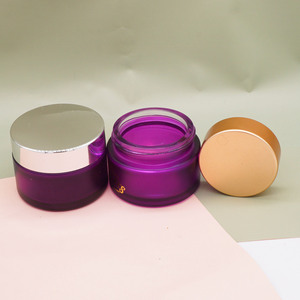 100gram frosted purple round cosmetic glass pink body butter jar