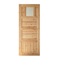 Homestay Project Solid Cedar Timber Interior Glass Door Original Wood Grain Solid Wood Door