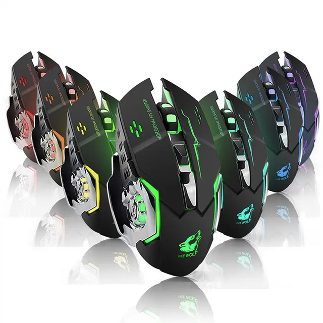 Popular Free Wolf X8 Business Office Games Wireless Mouse Silent Light Mechanical Charging Mouse