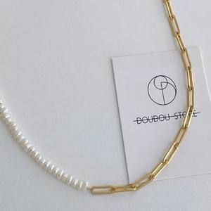 Collar de Perlas de Agua Dulce Naturales de Moda para Mujer, Diseño de Clavícula con Cadena de Temperamento Frío, Gargantilla Fina - Product Image 3