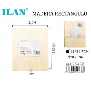 Lastra di Compensato Rettangolare in Legno 21x29.7x0.25 Cm per Lavorazioni Artigianali - Product Image 1