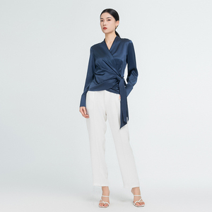 Camicette e <span class=keywords><strong>top</strong></span> da donna da donna in seta <span class=keywords><strong>elegante</strong></span> da 22MM in seta di gelso Design formale da donna a manica lunga - Product Image 1