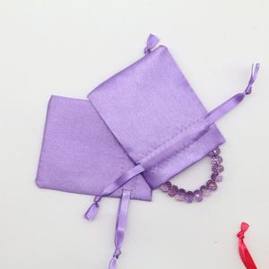 Customisable Purple Lucky Charm Bracelet <b>Jewellery</b> Holder Bags Satin Cosmetic Travel Dust Pouch Logo Silken <b>Storage</b> Solution - Product Image 2