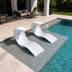 Chaise longue en fibre de verre pour piscine avec coussin, transat de piscine extérieur pour eau peu profonde - Product Image 6